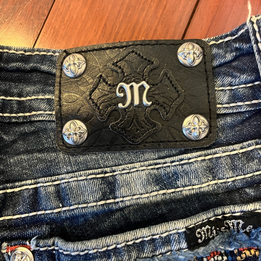 Miss Me Blue Jean Shorts with Distressed Details - Picture 3 of 6